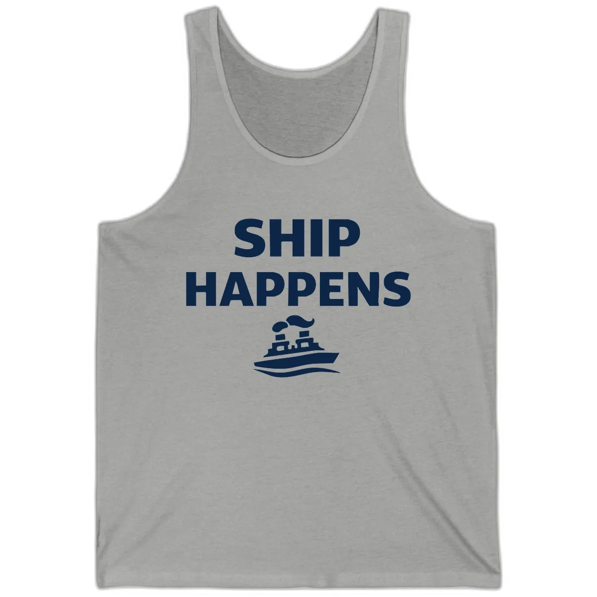 Ship Happens Boat Humor Tank in Athletic Heather