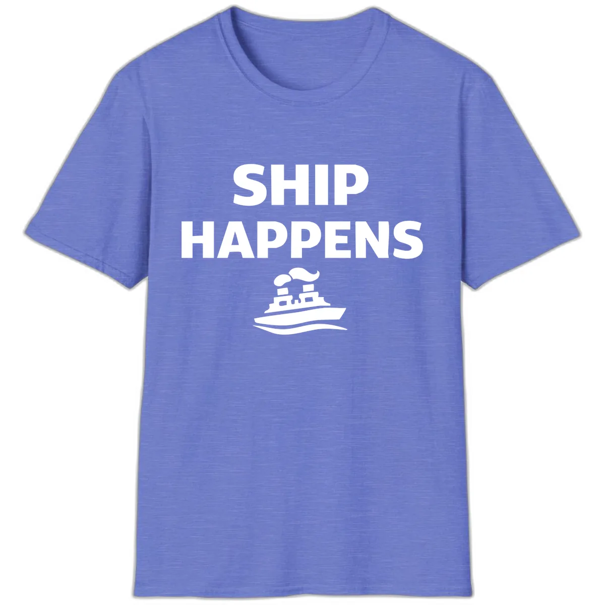 Ship Happens Boat Humor T-Shirt in Heather Royal