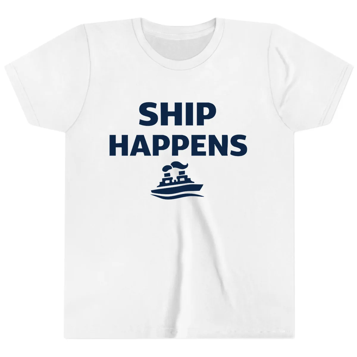 Ship Happens Boat Humor Youth T-Shirt in White