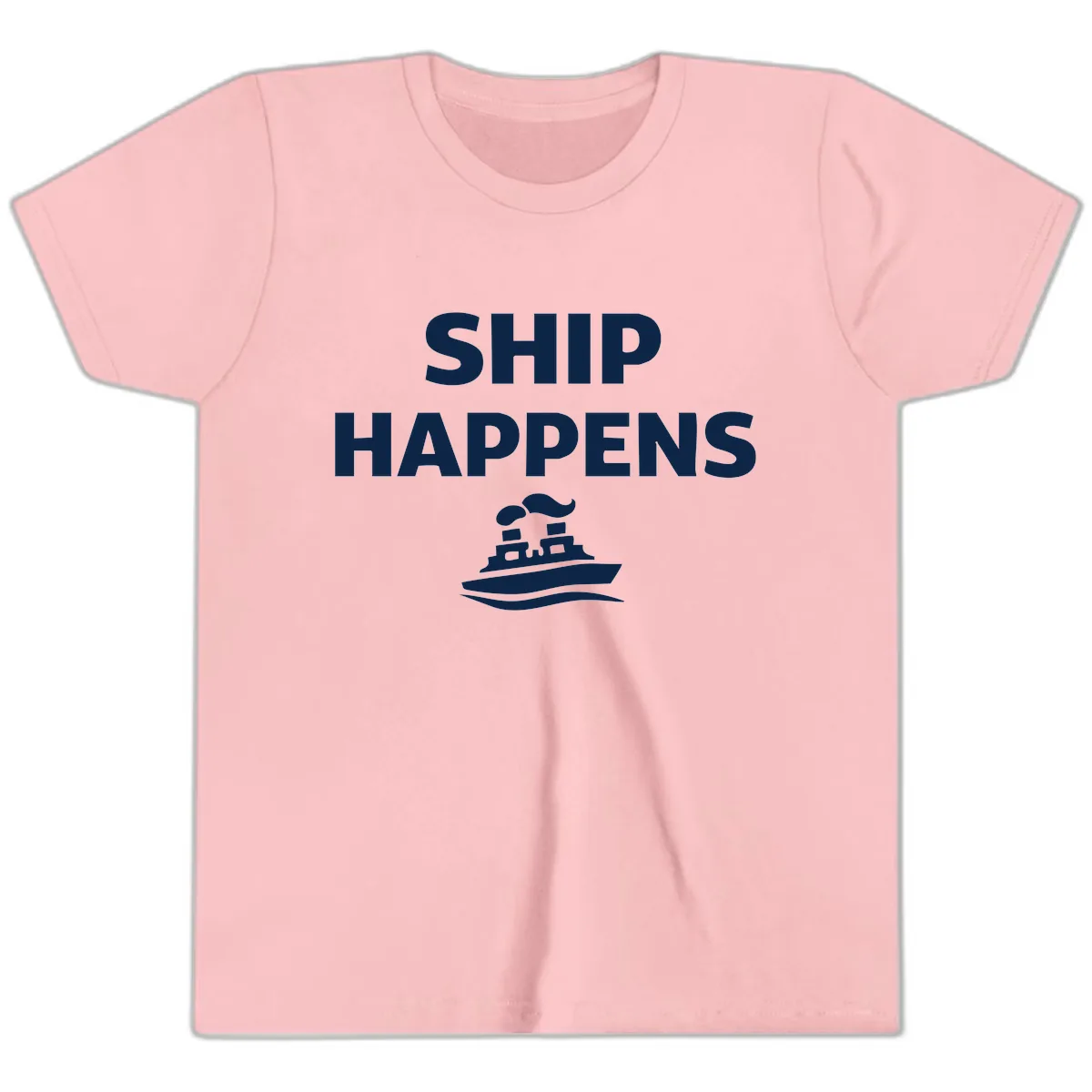 Ship Happens Boat Humor Youth T-Shirt in Pink