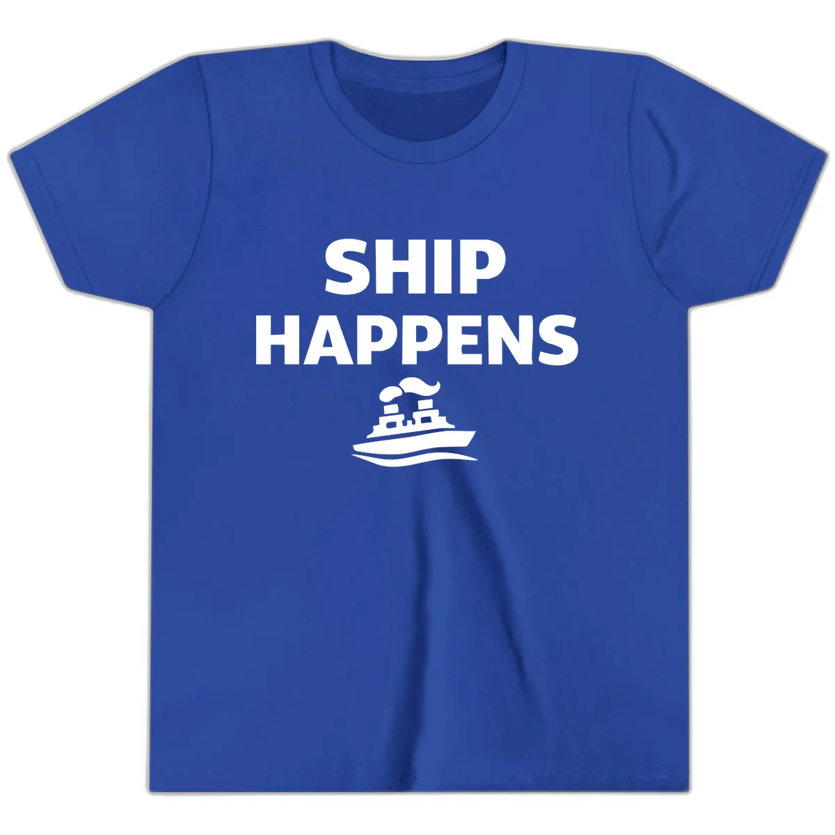 Ship Happens Boat Humor Youth T-Shirt in True Royal