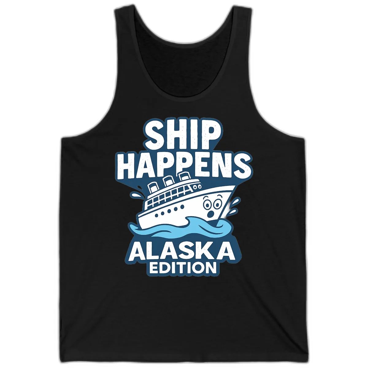 Ship Happens Alaska Edition Humor Tank in Black