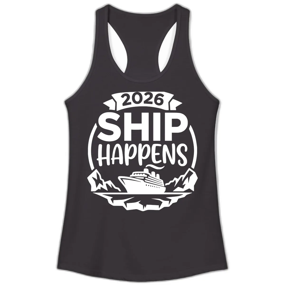 Ship Happens 2026 Ladies Tank in Black