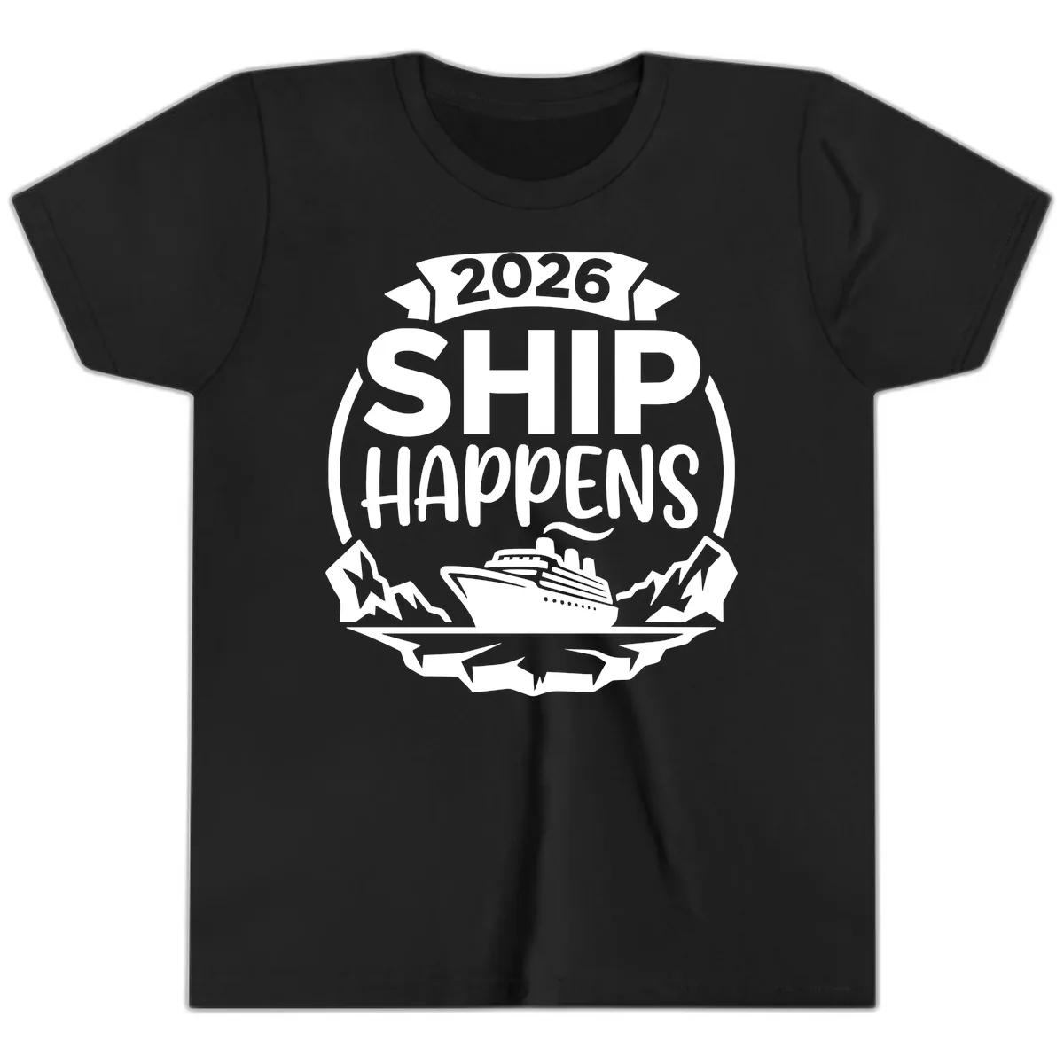 Ship Happens 2026 Youth T-Shirt in Black