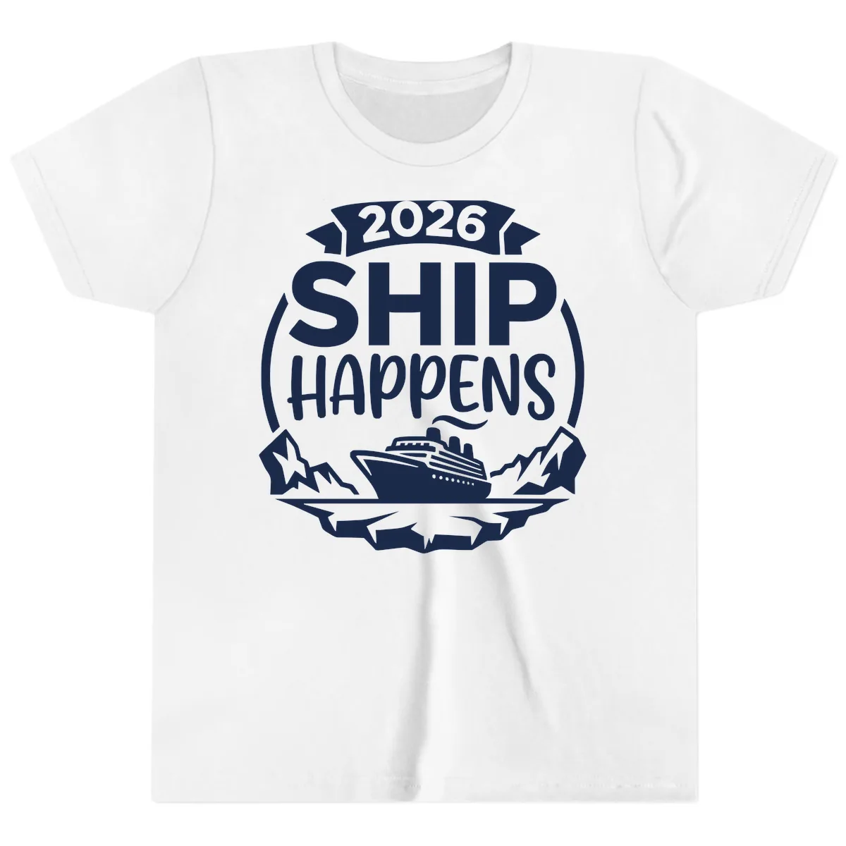 Ship Happens 2026 Youth T-Shirt in White