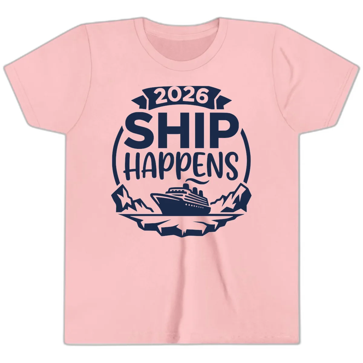 Ship Happens 2026 Youth T-Shirt in Pink