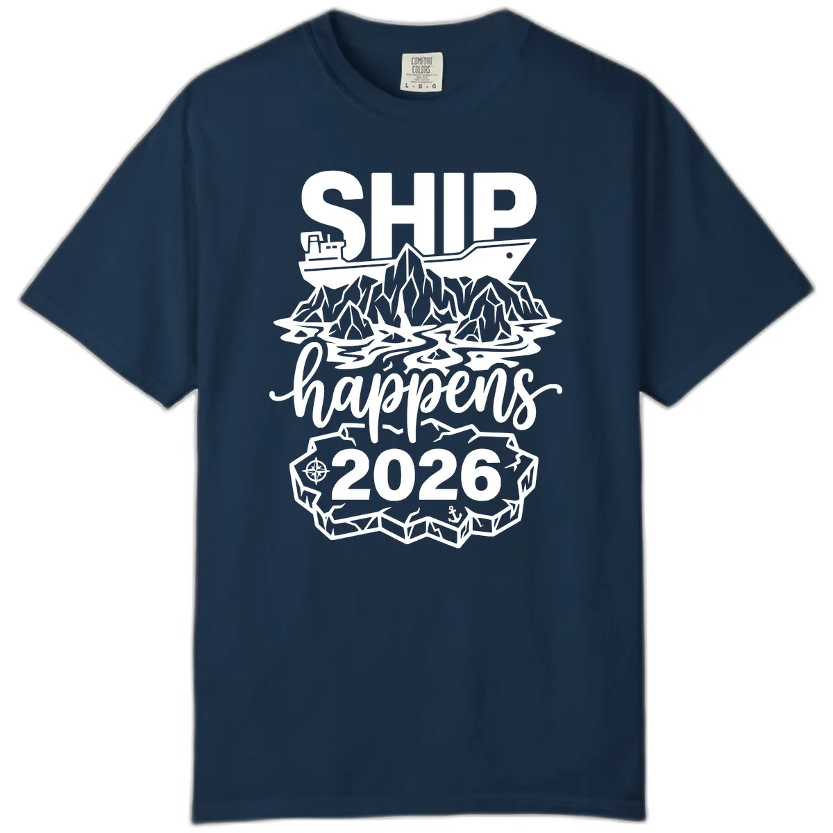 Ship Happens Glacier Humor Comfort Color in True Navy