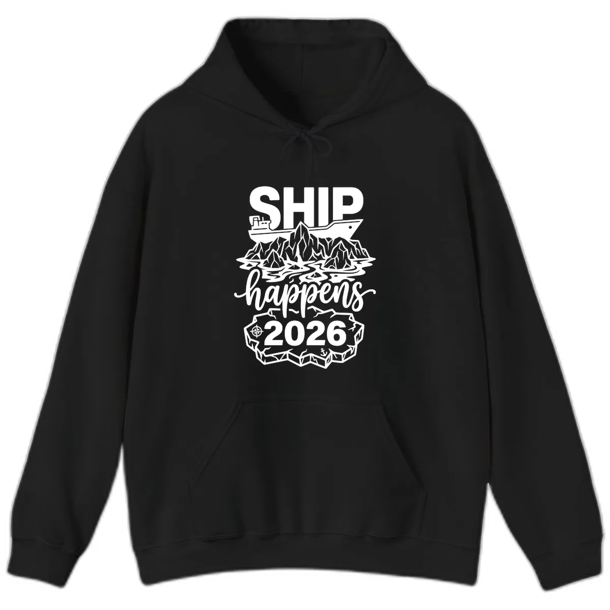 Ship Happens Glacier Humor Hoodie in Black