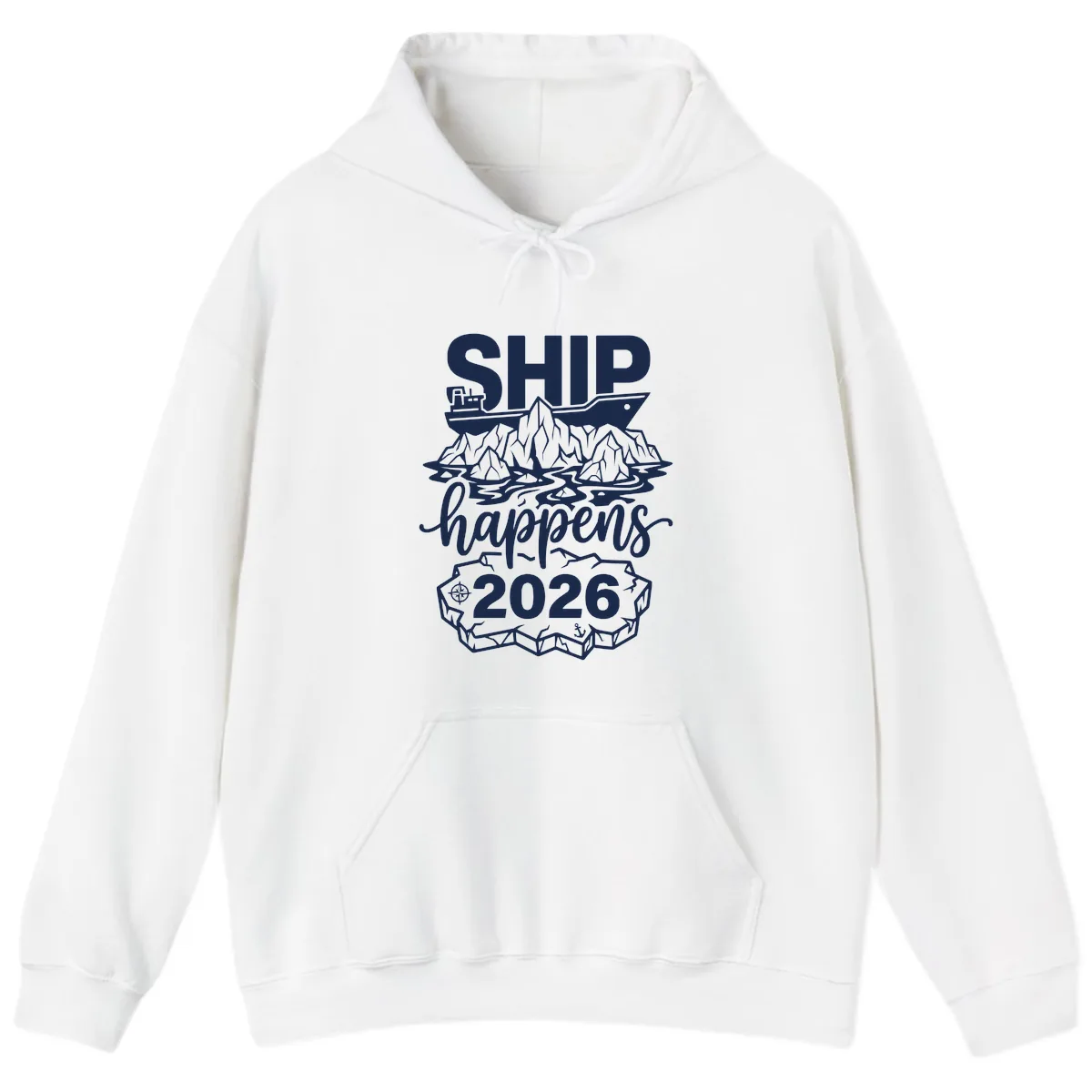 Ship Happens Glacier Humor Hoodie in White