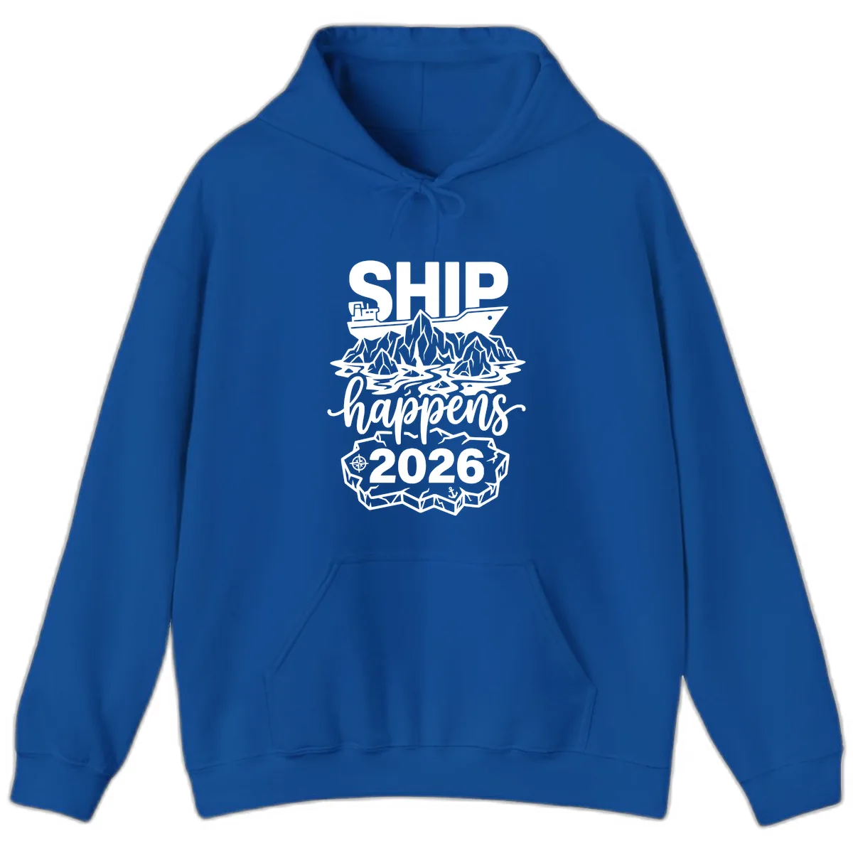 Ship Happens Glacier Humor Hoodie in Royal