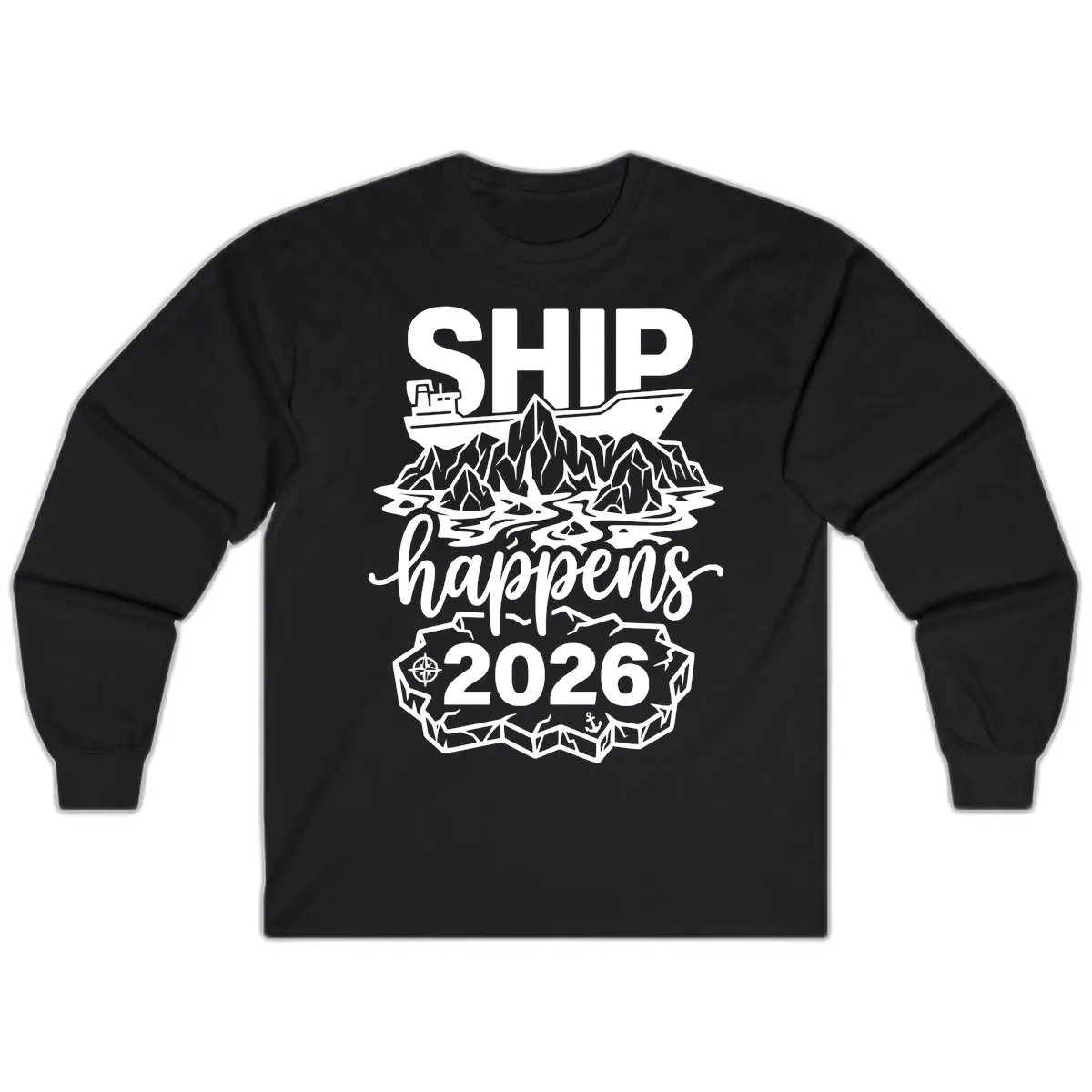 Ship Happens Glacier Humor Long Sleeve in Black