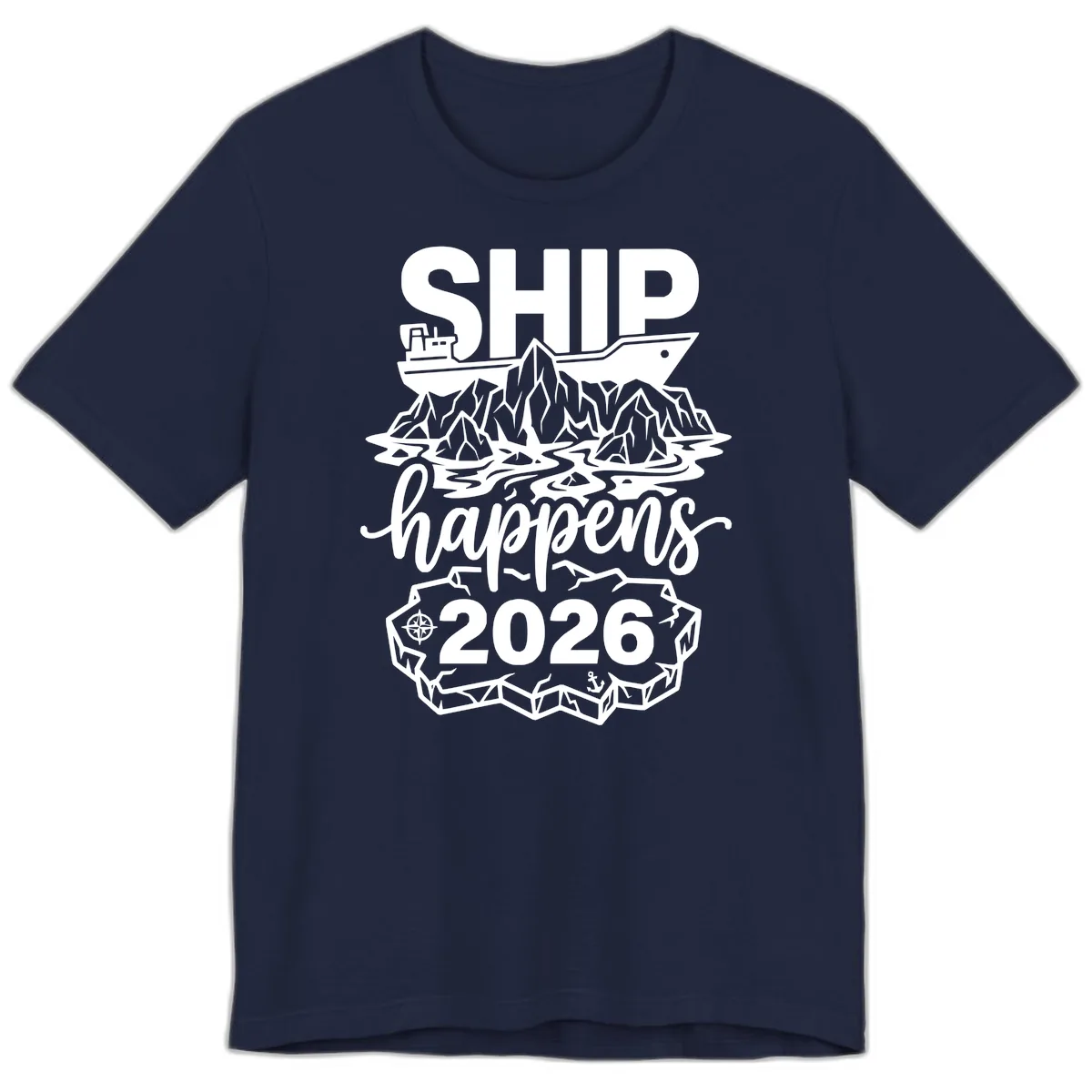 Ship Happens Glacier Humor Premium T-Shirt in Navy