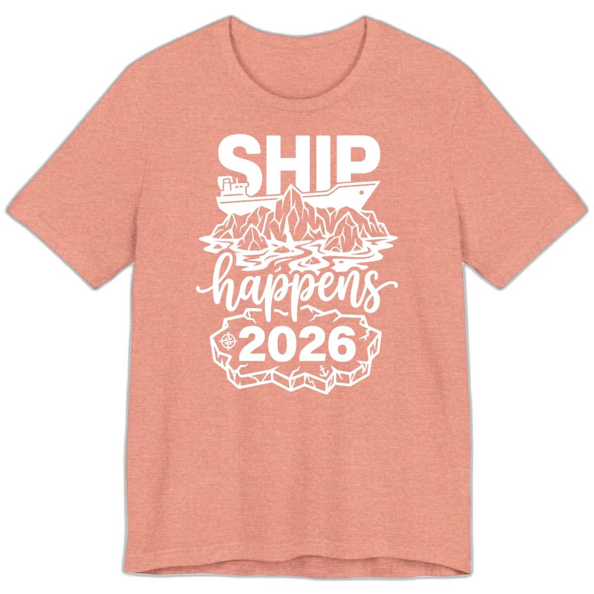 Ship Happens Glacier Humor Premium T-Shirt in Heather Sunset
