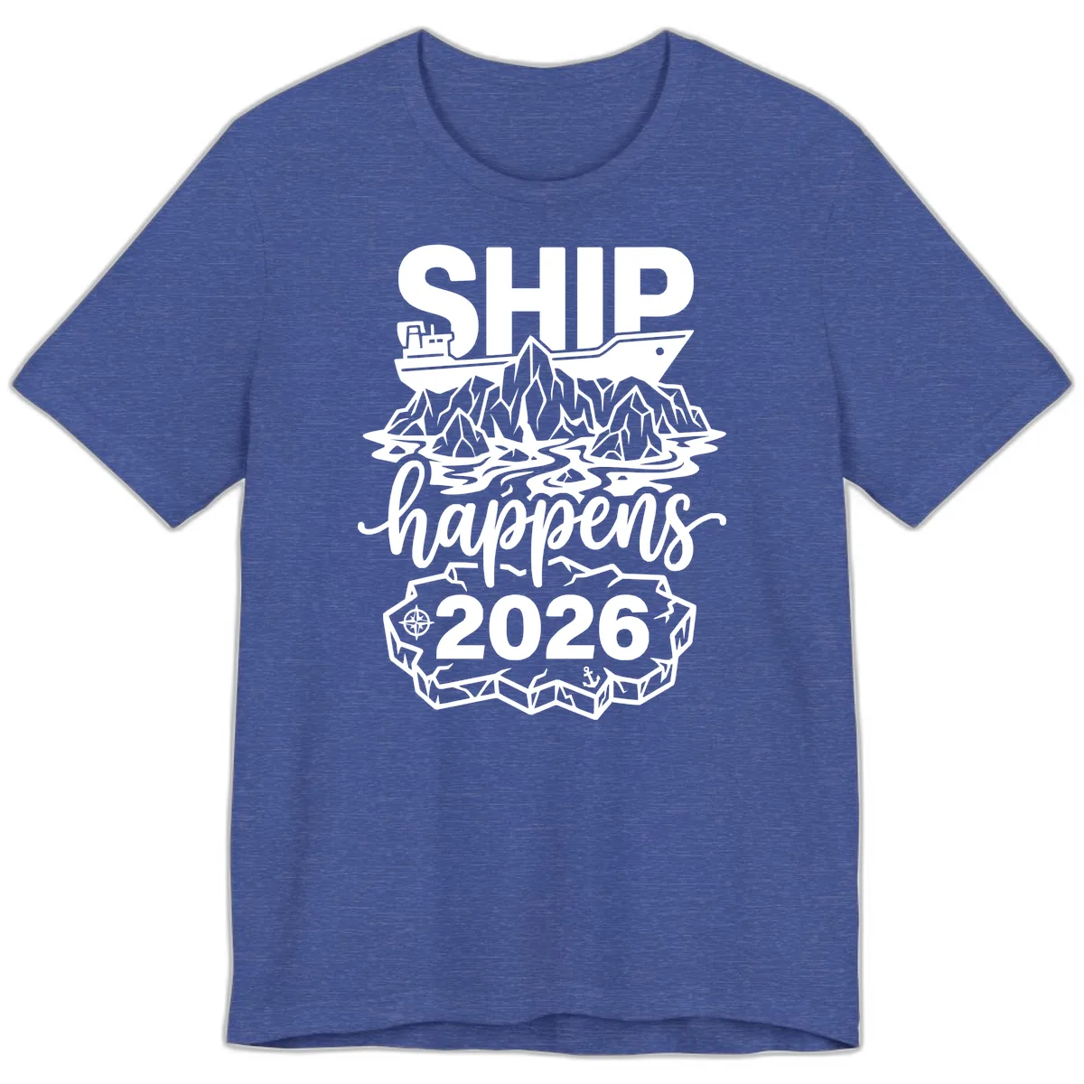 Ship Happens Glacier Humor Premium T-Shirt in Heather True Royal