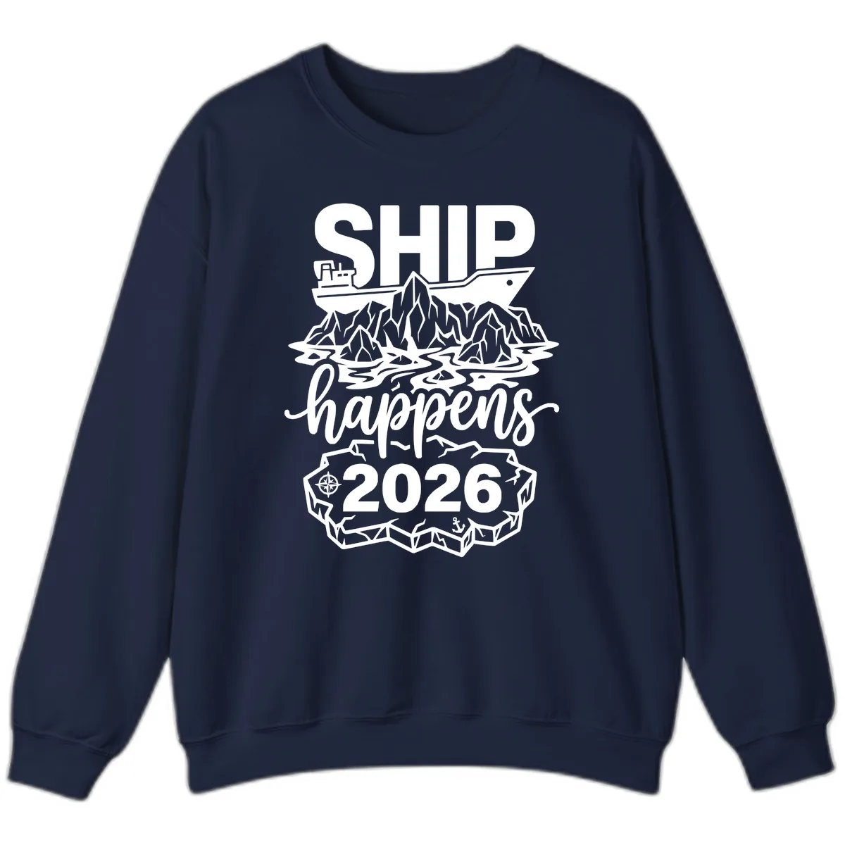 Ship Happens Glacier Humor Sweatshirt in Navy
