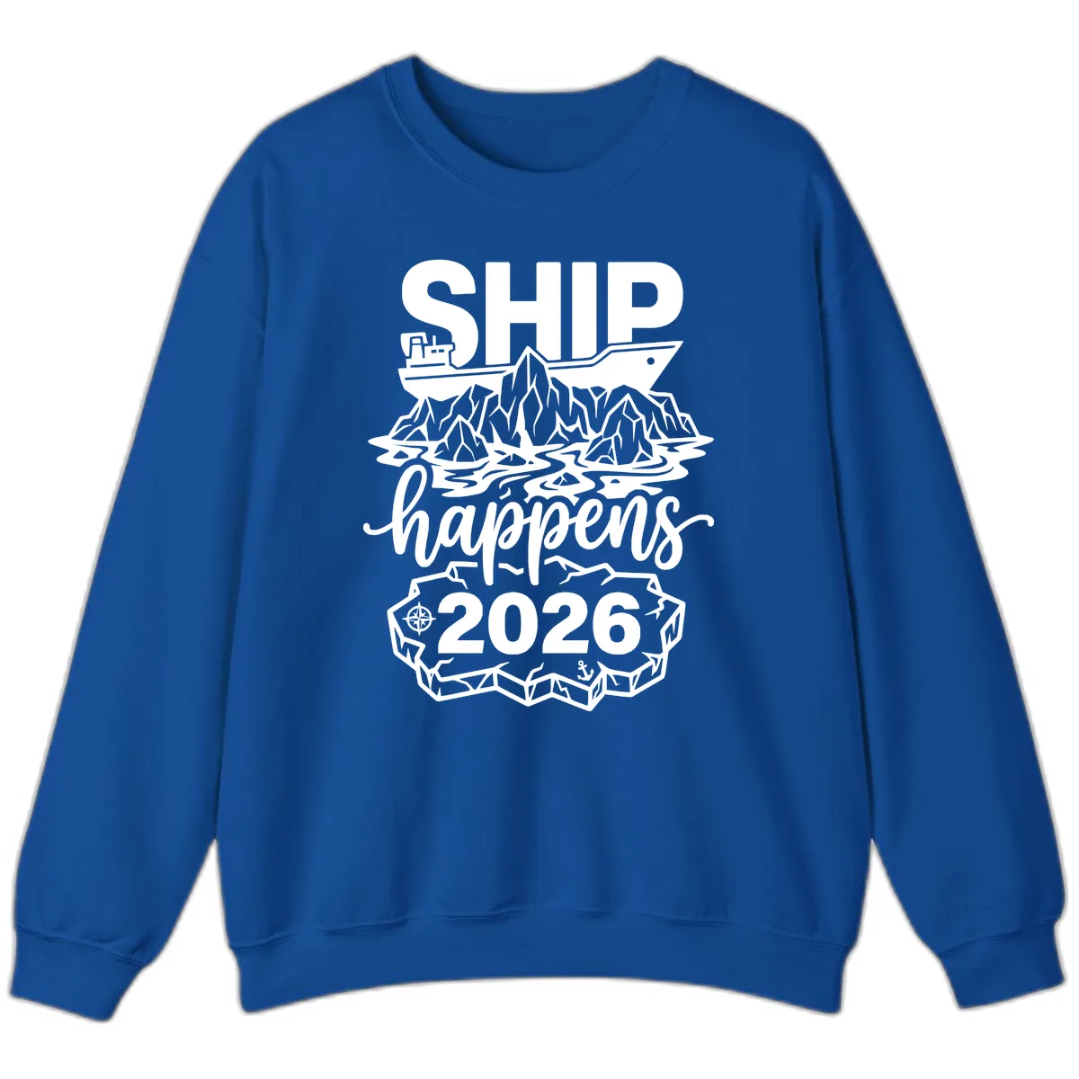 Ship Happens Glacier Humor Sweatshirt in Royal