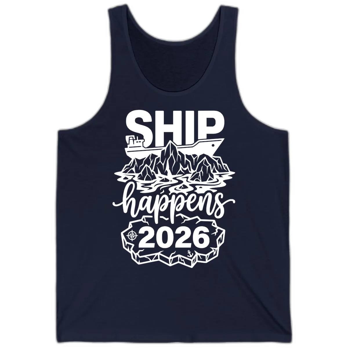 Ship Happens Glacier Humor Tank in Navy