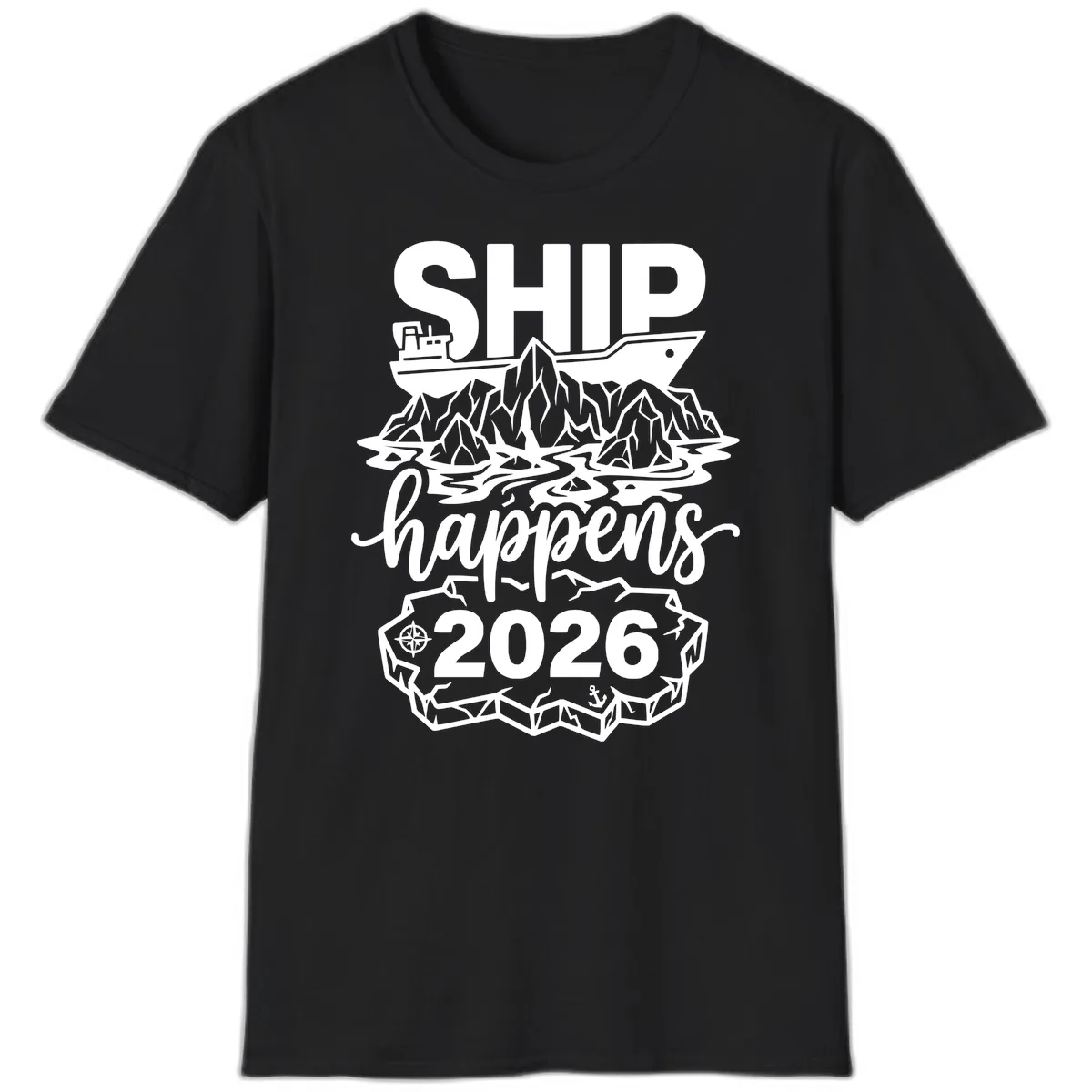 Ship Happens Glacier Humor T-Shirt in Black