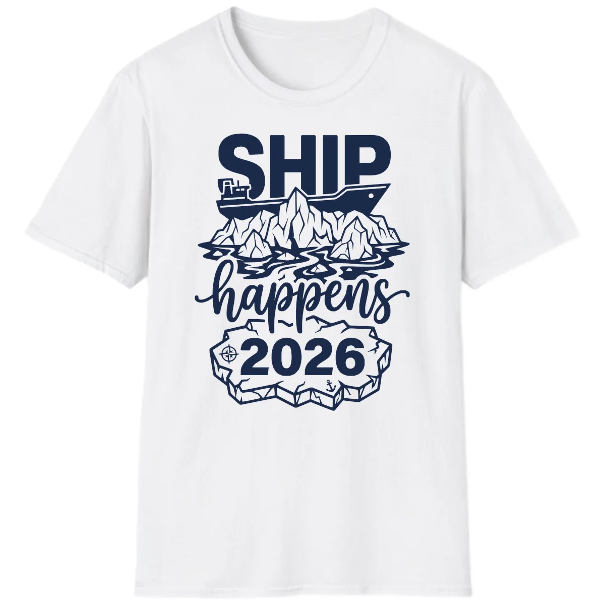 Ship Happens Glacier Humor T-Shirt in White