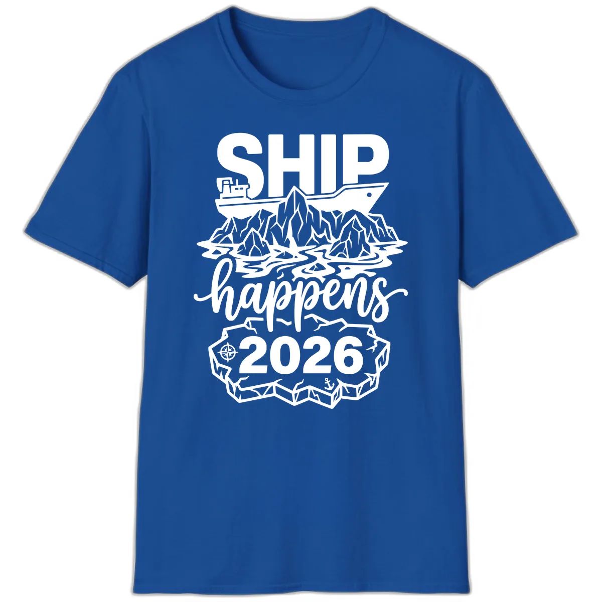 Ship Happens Glacier Humor T-Shirt in Royal