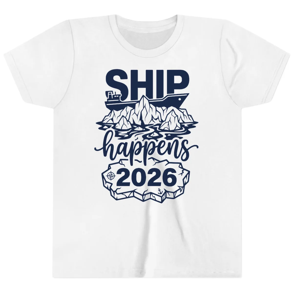 Ship Happens Glacier Humor Youth T-Shirt in White