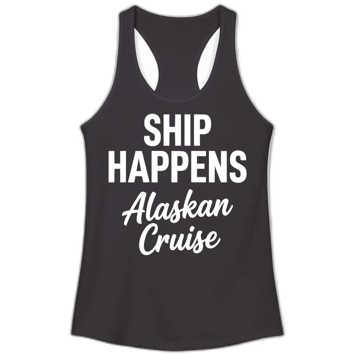 Ship Happens Alaskan Cruise Ladies Tank in Black