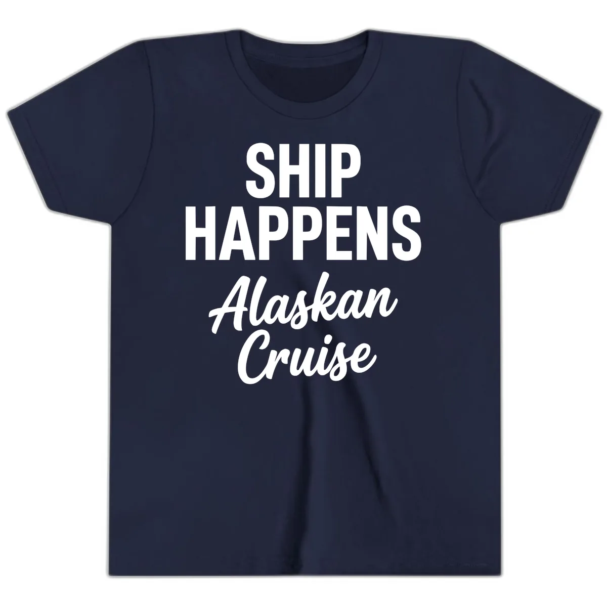 Ship Happens Alaskan Cruise Youth T-Shirt in Navy