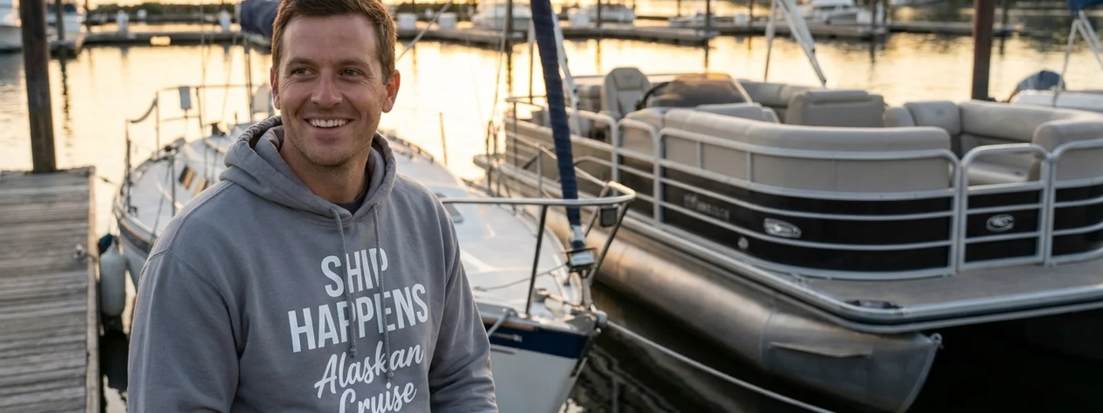 Sailboat vs. Pontoon: A Civil Conversation Between Two Owners - Ship Happens Shirt
