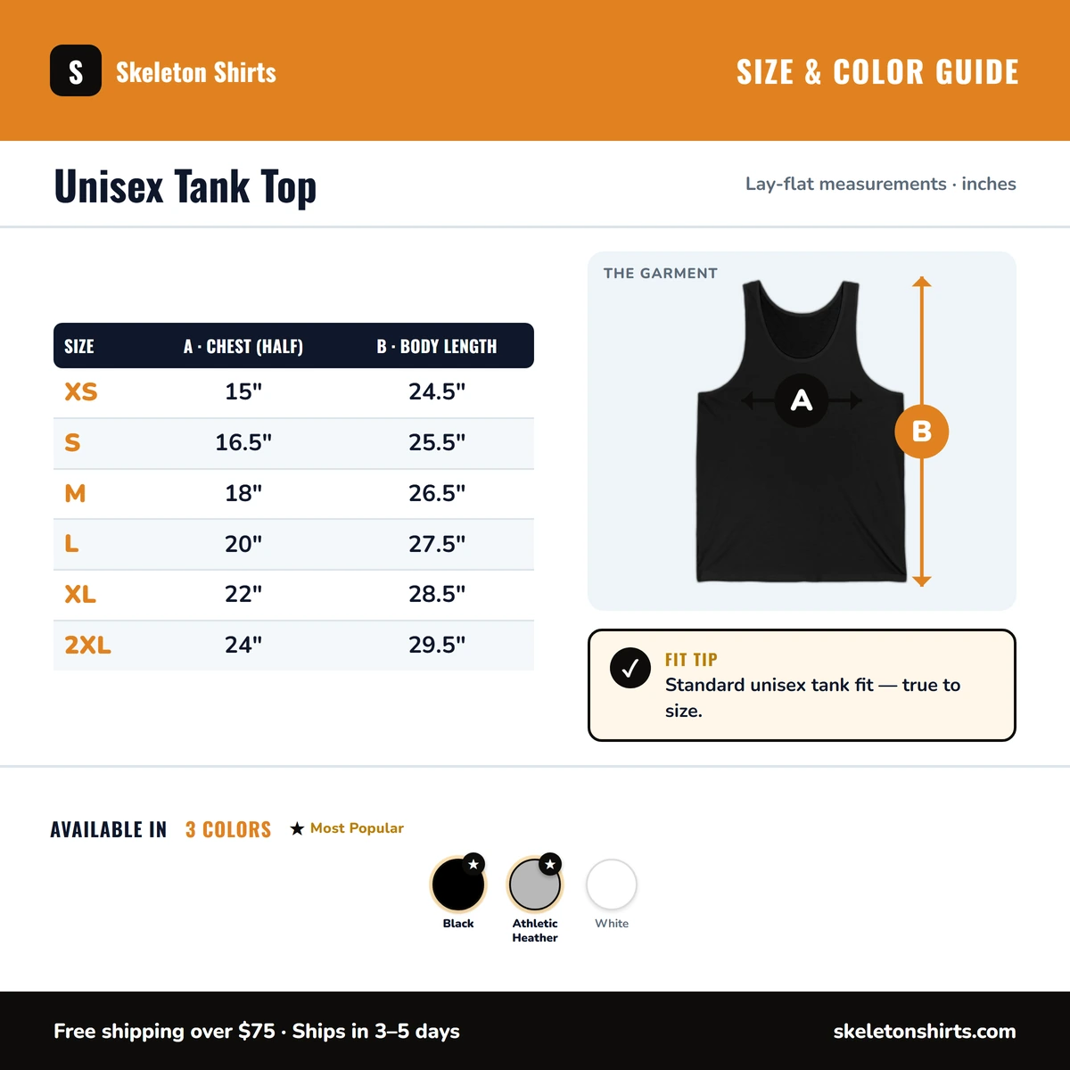 Tank size & color guide