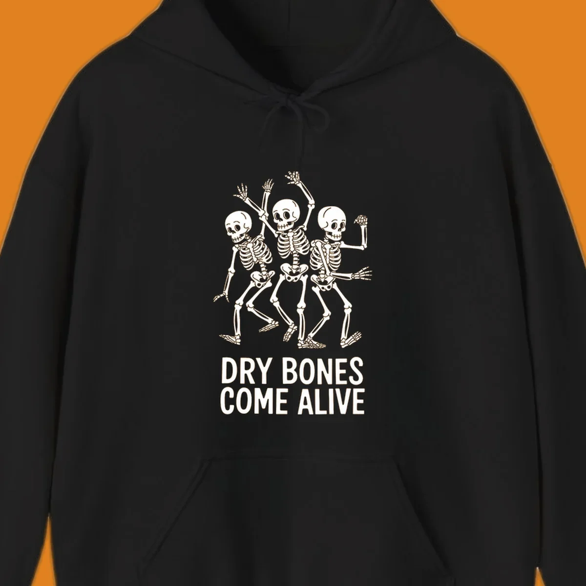 Dry bones dancing skeletons graphic with text "DRY BONES COME ALIVE".