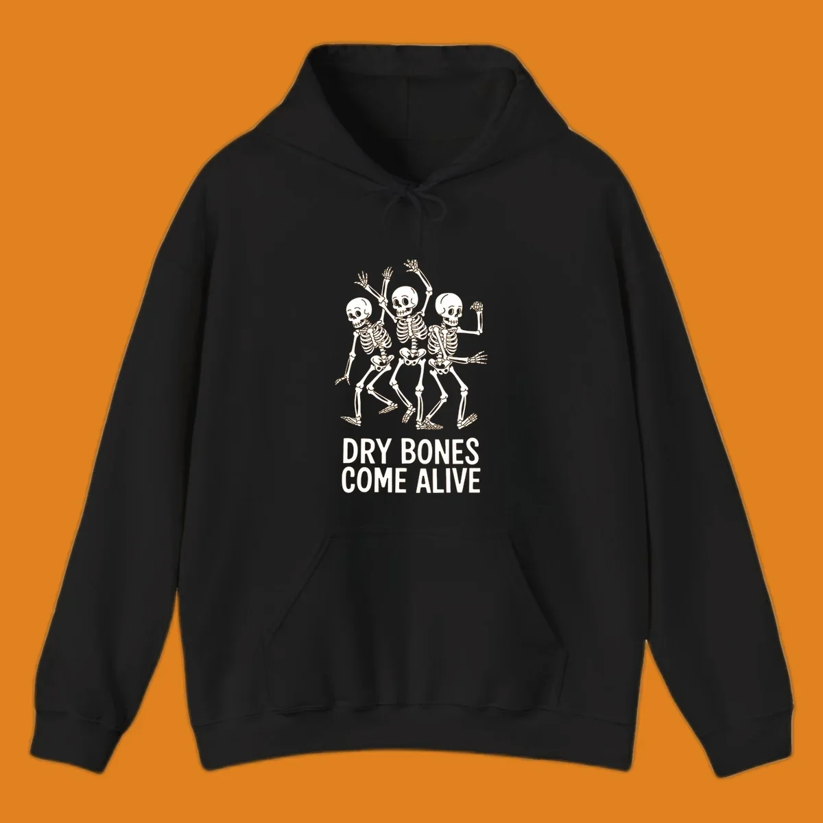 Dry bones dancing skeletons graphic with text "DRY BONES COME ALIVE".