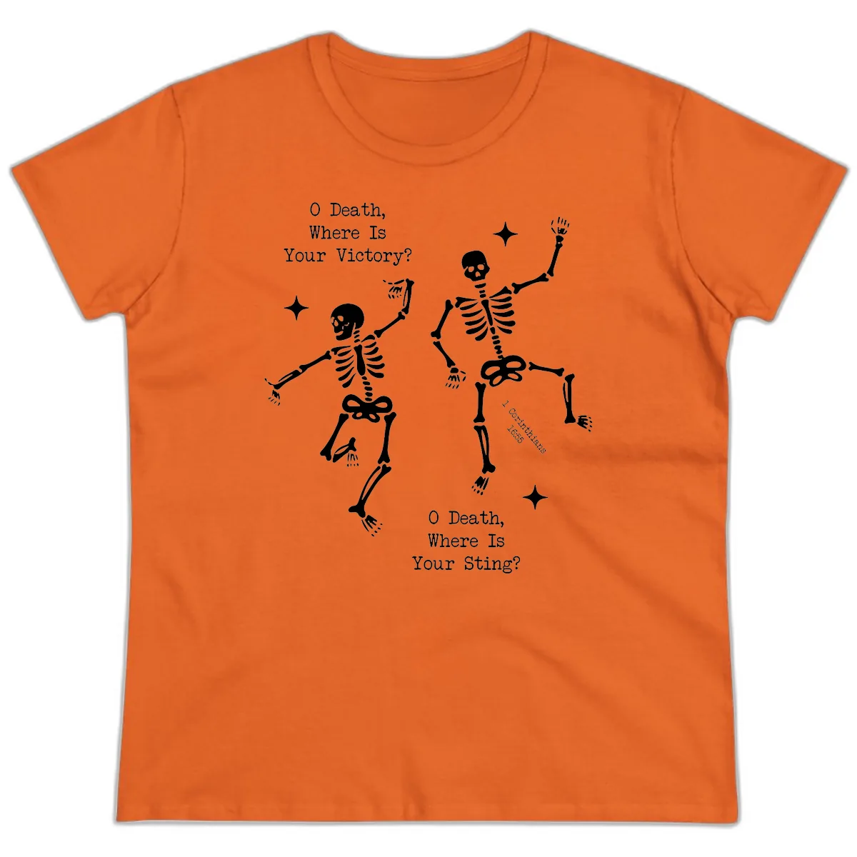 O Death Where Is Your Victory And Sting Ladies Tee in Orange
