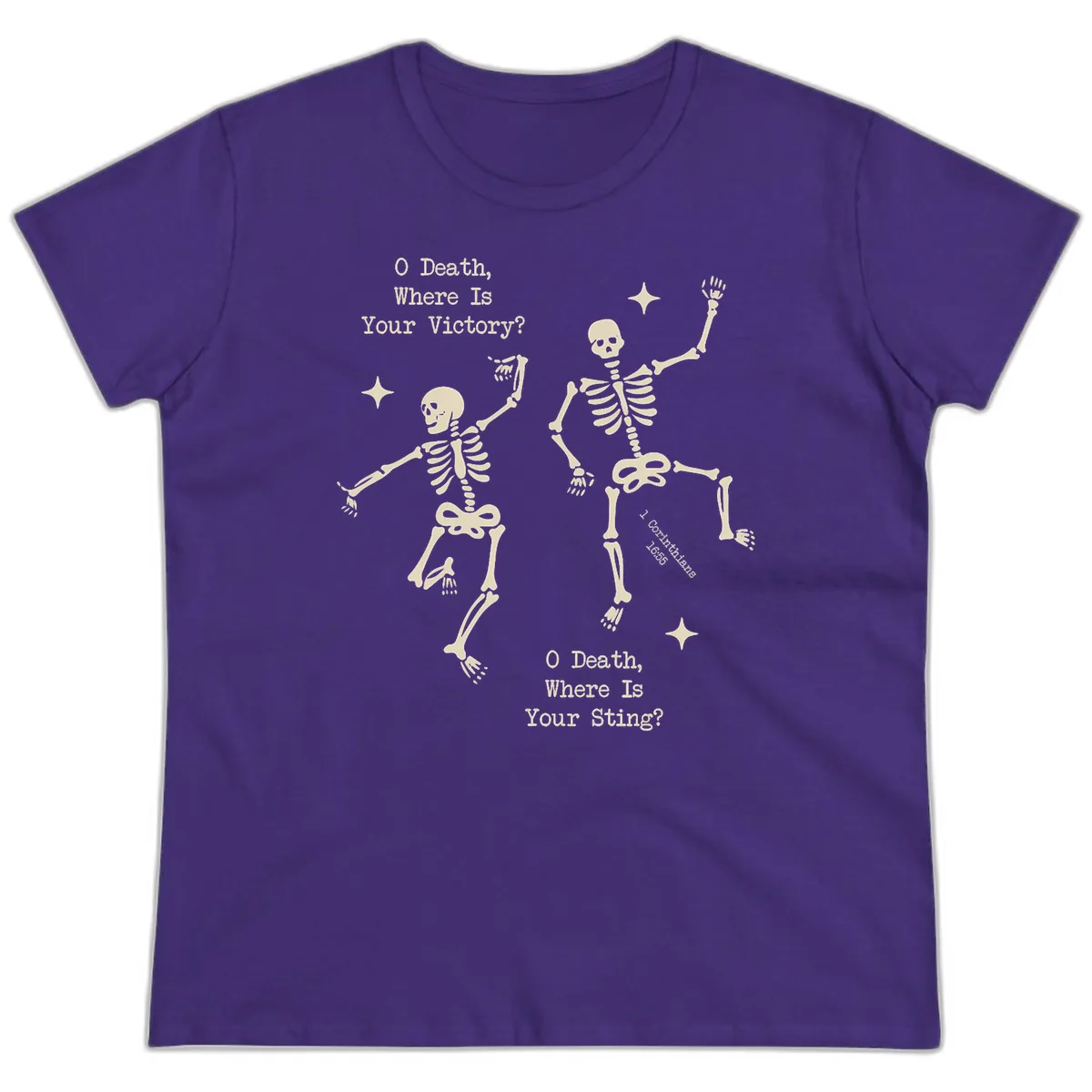 O Death Where Is Your Victory And Sting Ladies Tee in Purple