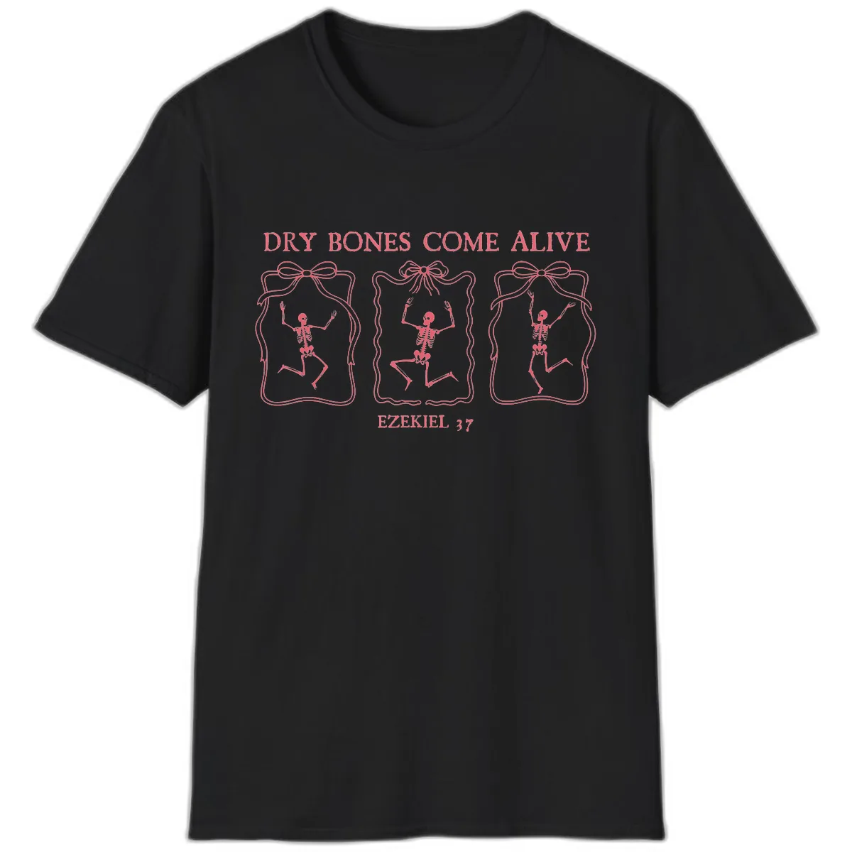 Dry Bones Come Alive Biblical Art T-Shirt in Black
