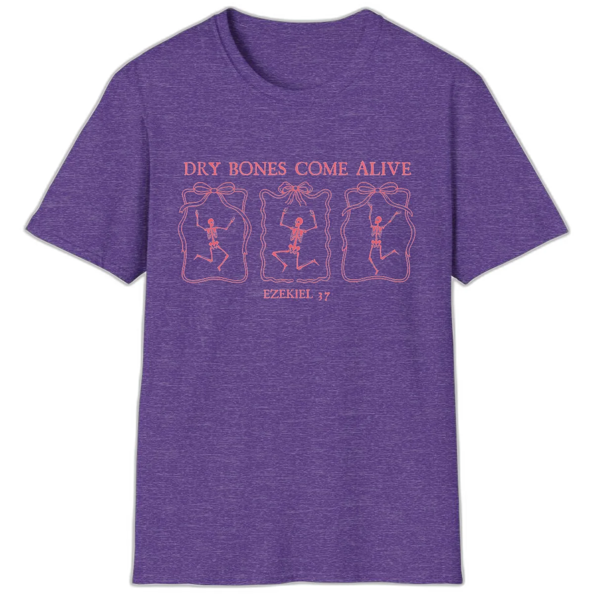 Dry Bones Come Alive Biblical Art T-Shirt in Heather Purple
