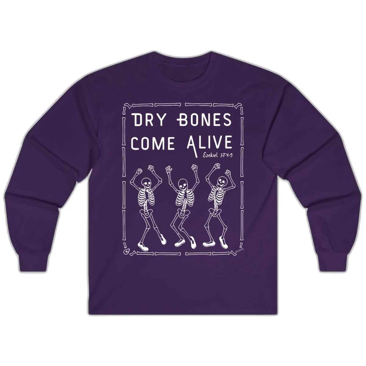 Dry Bones Come Alive Typography Long Sleeve in Purple