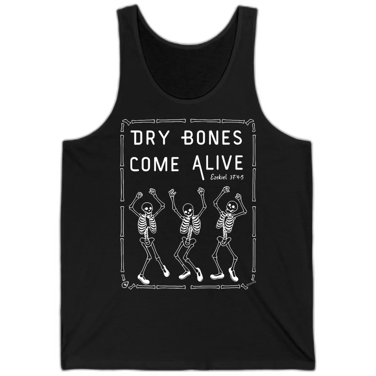 Dry Bones Come Alive Typography Tank in Black