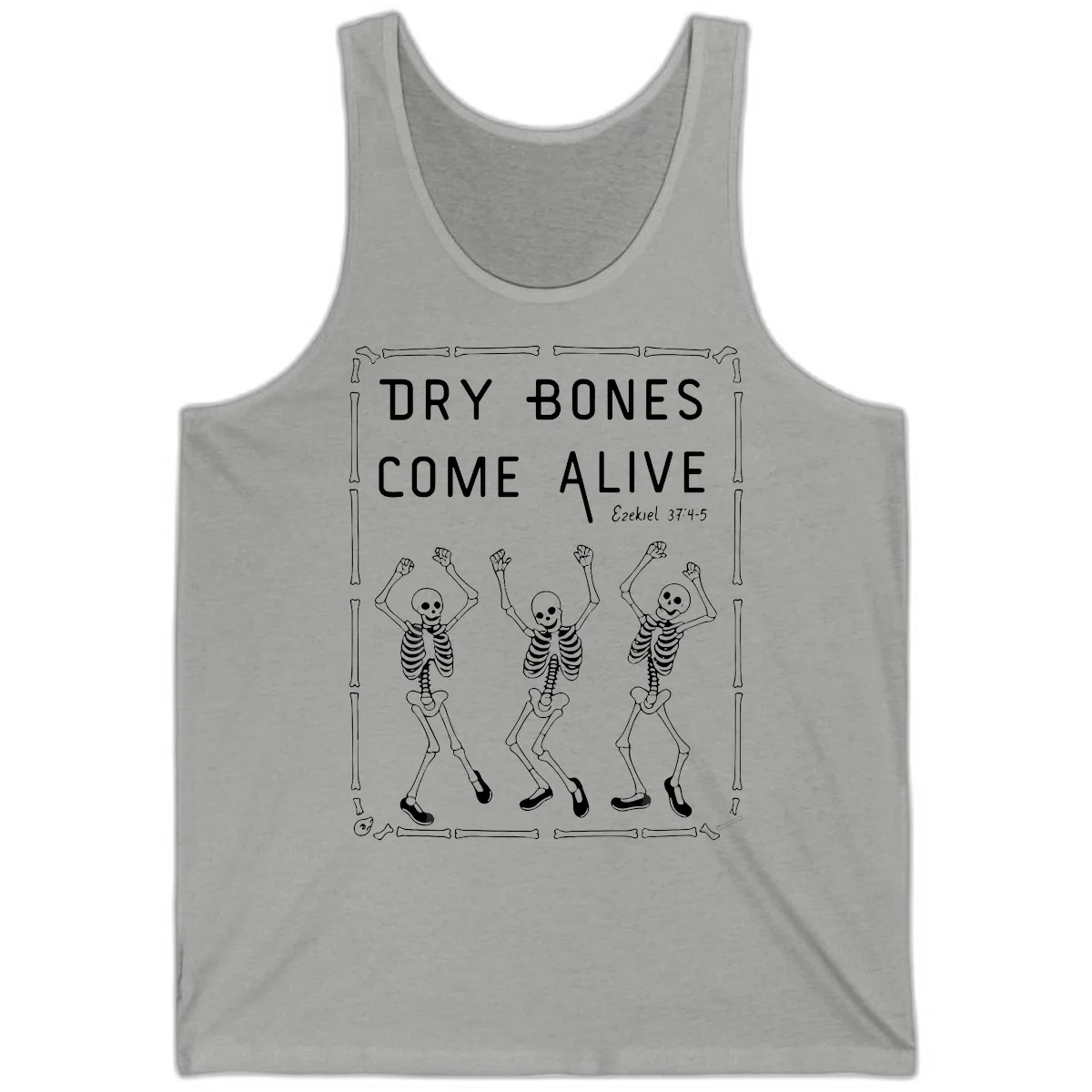 Dry Bones Come Alive Typography Tank in Athletic Heather