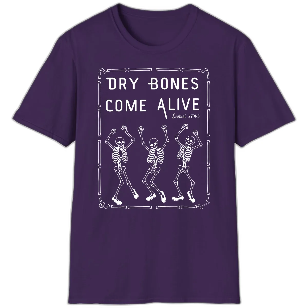 Dry Bones Come Alive Typography T-Shirt in Purple