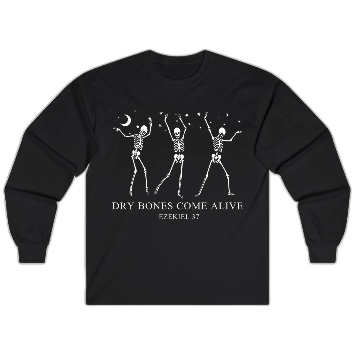 Dancing Skeletons Under Moonlight Long Sleeve in Black
