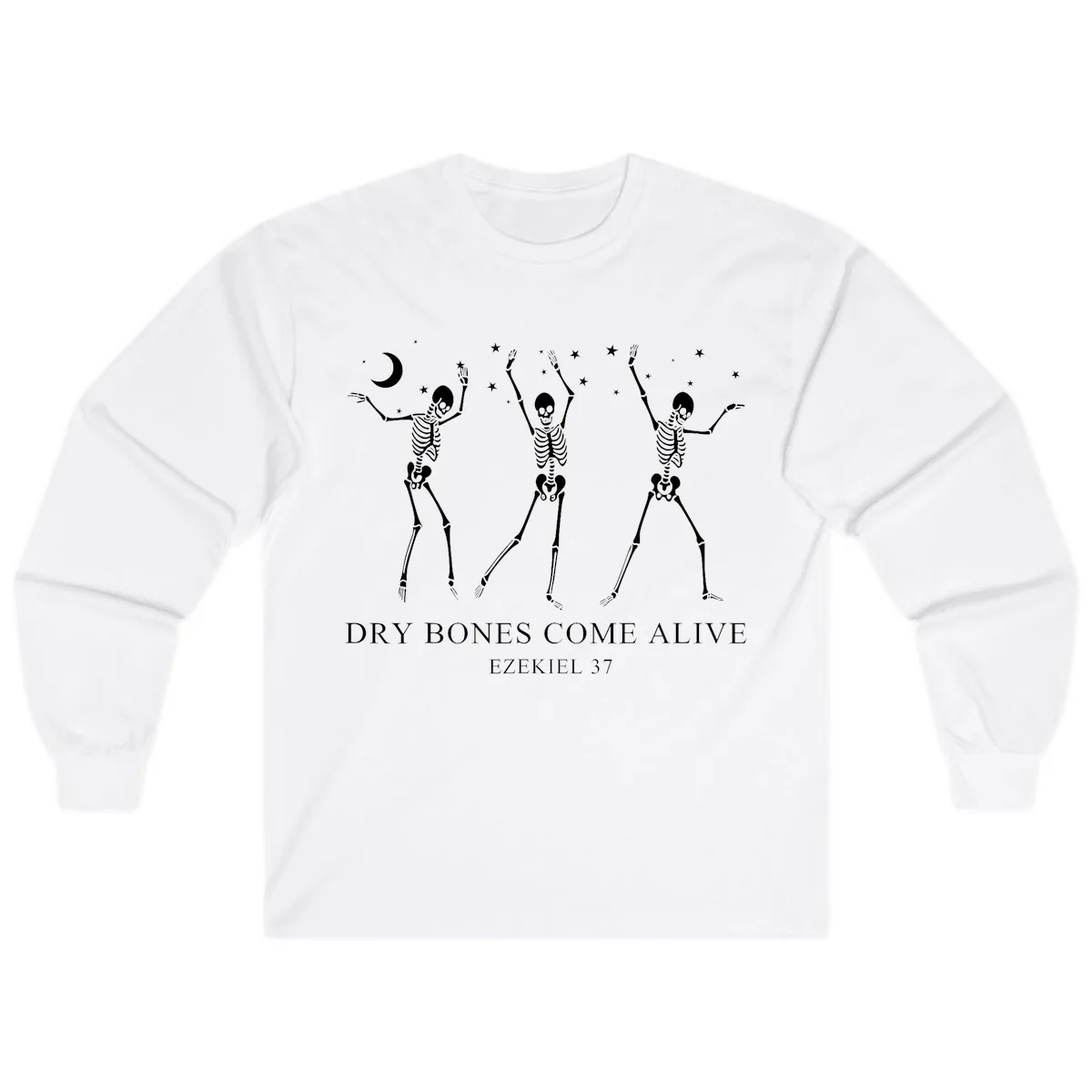 Dancing Skeletons Under Moonlight Long Sleeve in White