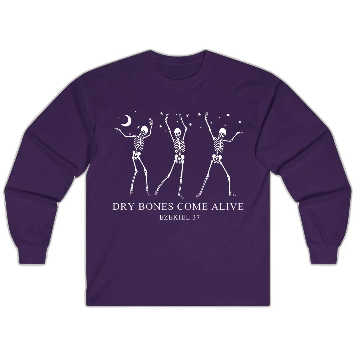 Dancing Skeletons Under Moonlight Long Sleeve in Purple