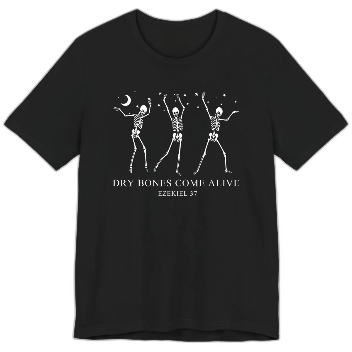Dancing Skeletons Under Moonlight Premium T-Shirt in Black