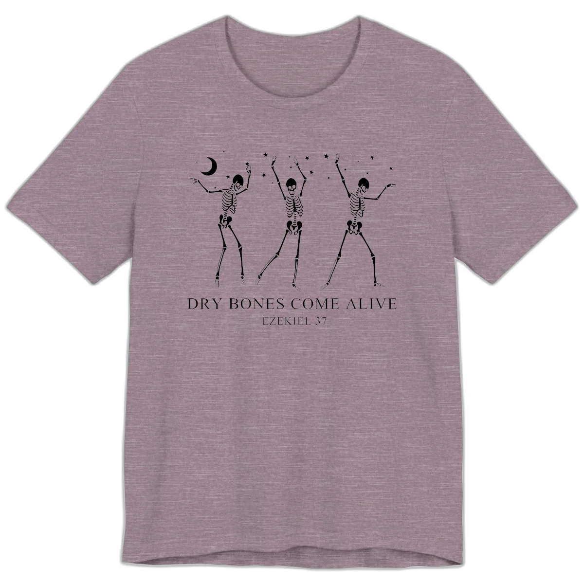 Dancing Skeletons Under Moonlight Premium T-Shirt in Heather Purple