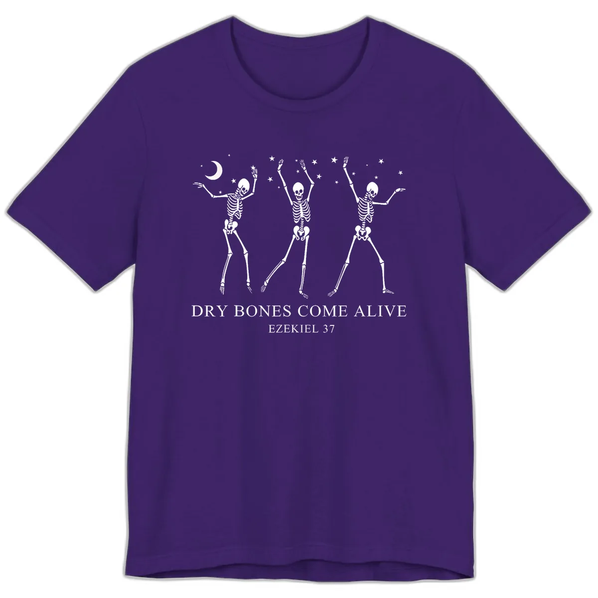 Dancing Skeletons Under Moonlight Premium T-Shirt in Team Purple