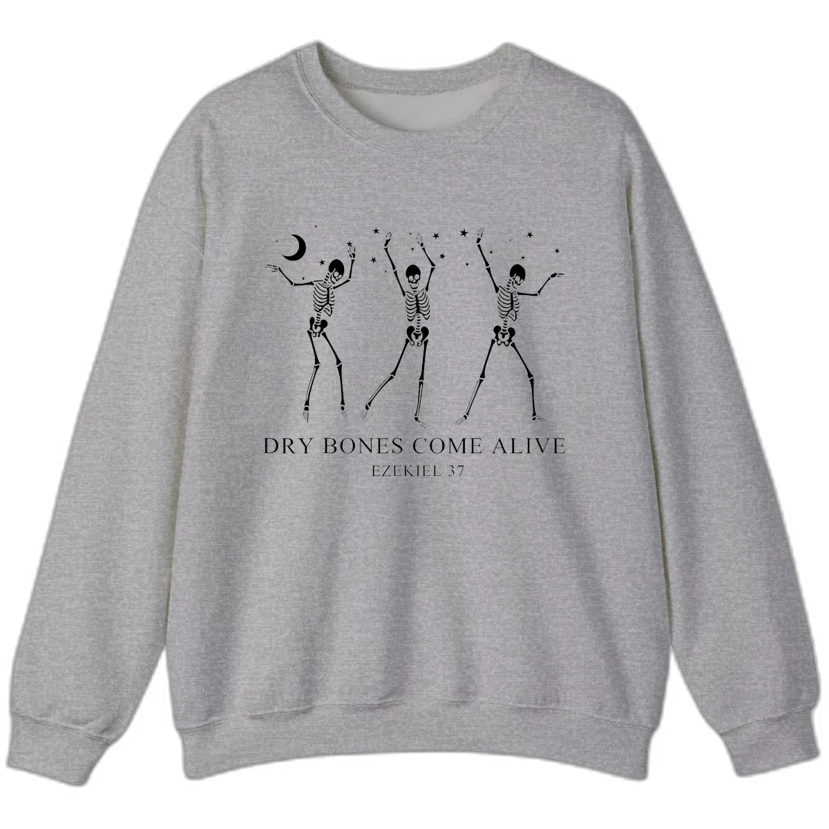 Dancing Skeletons Under Moonlight Sweatshirt in Sport Grey
