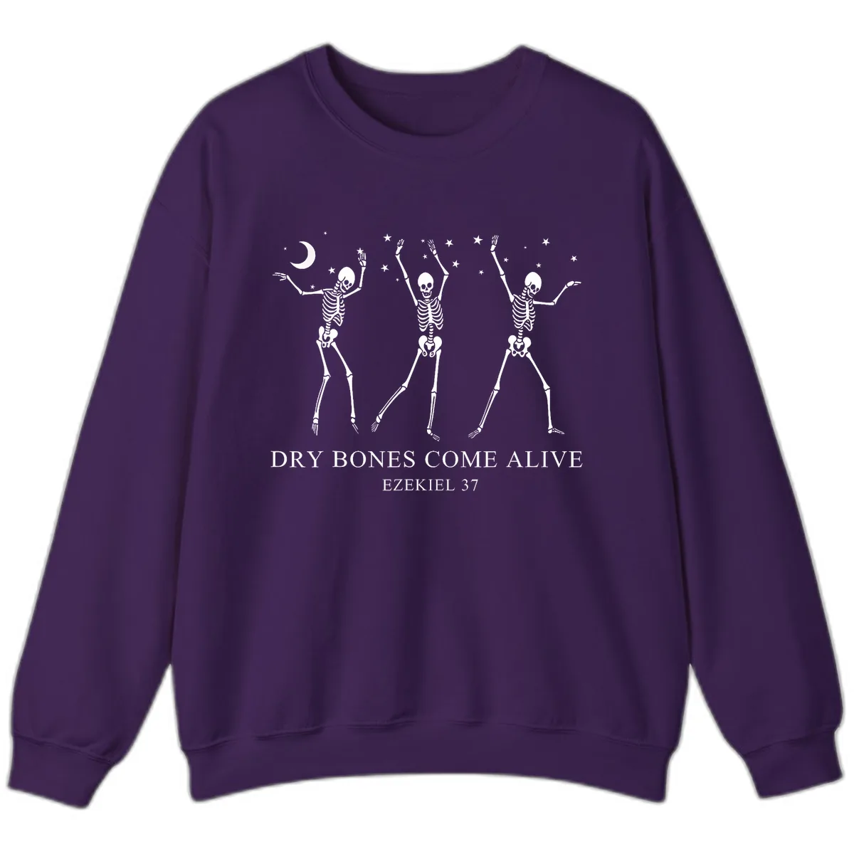 Dancing Skeletons Under Moonlight Sweatshirt in Purple