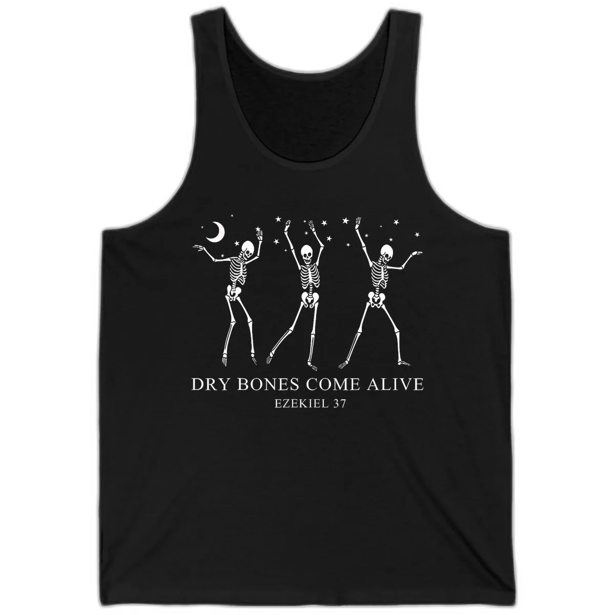 Dancing Skeletons Under Moonlight Tank in Black