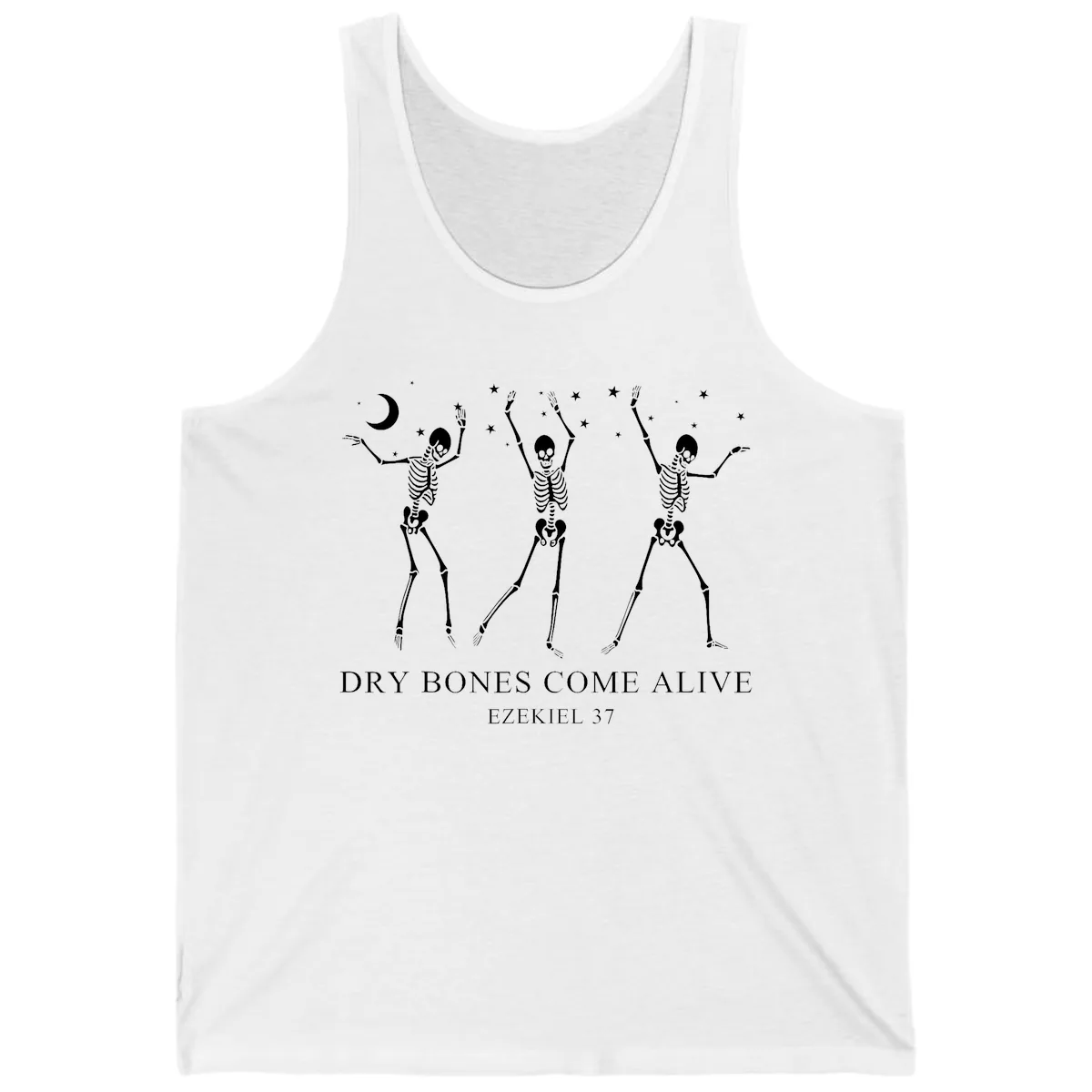Dancing Skeletons Under Moonlight Tank in White