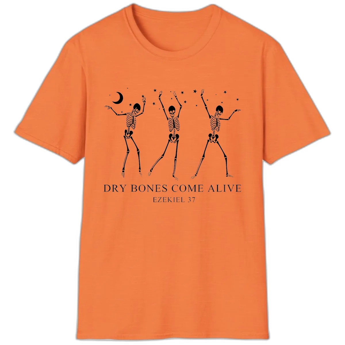 Dancing Skeletons Under Moonlight T-Shirt in Heather Orange